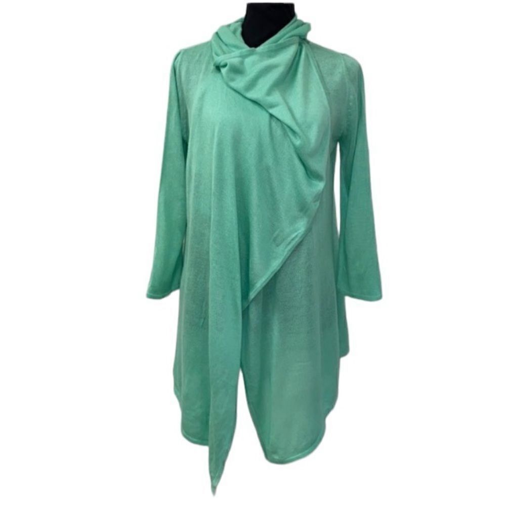 New York & Company Open Front Green Cardigan(Size Small)